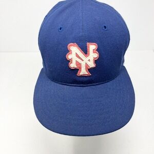 Vintage New York‎ Mets Hat Cap Fitted Mens 7 Blue MLB Baseball Roman Pro 90s